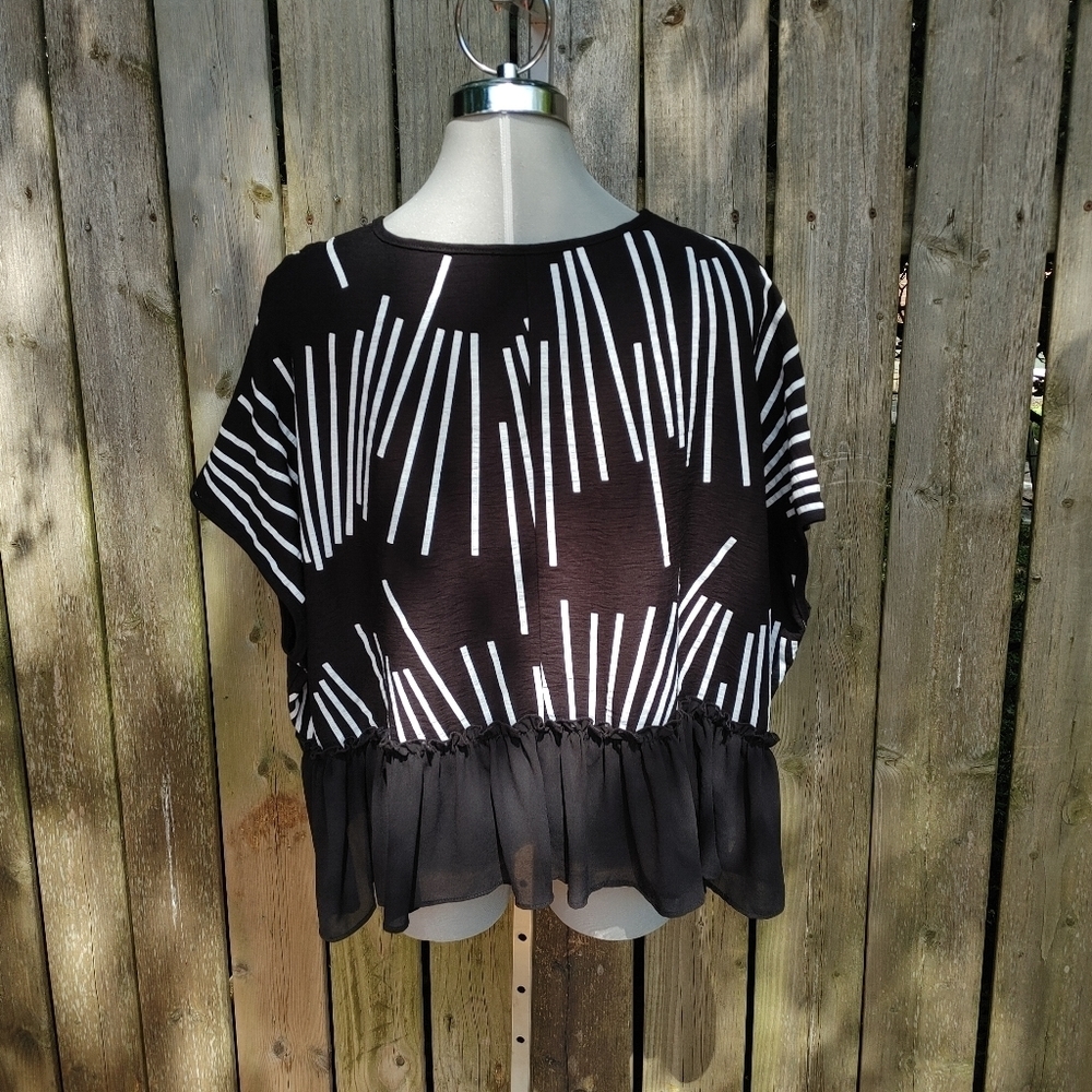 Vivian Shyu Boxy Striped Ruffle Top Size M - Picture 9 of 13